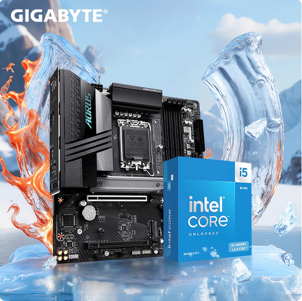 INTEL i5 12490F/13490F/12600KF/14600KF搭技嘉B760M主板CPU套装