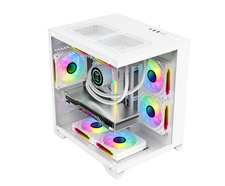 AOC海景房机箱CG391白色高颜值台式电脑游戏matx玻璃侧透主机箱